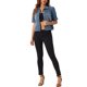 thumbnail image 2 of Chaqueta de mezclilla para mujer INSPIRE CHIC con mangas cortas abullonadas, cuello de solapa, chaqueta de jeans azul medio XS, 2 of 6