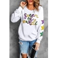 thumbnail image 4 of Women's White Sequin 'Queen of Party' Graphic Pullover Sweatshirt with Star Sleeves - [ZhiHiMeRi] | (US 20-22)2XL, 4 of 8