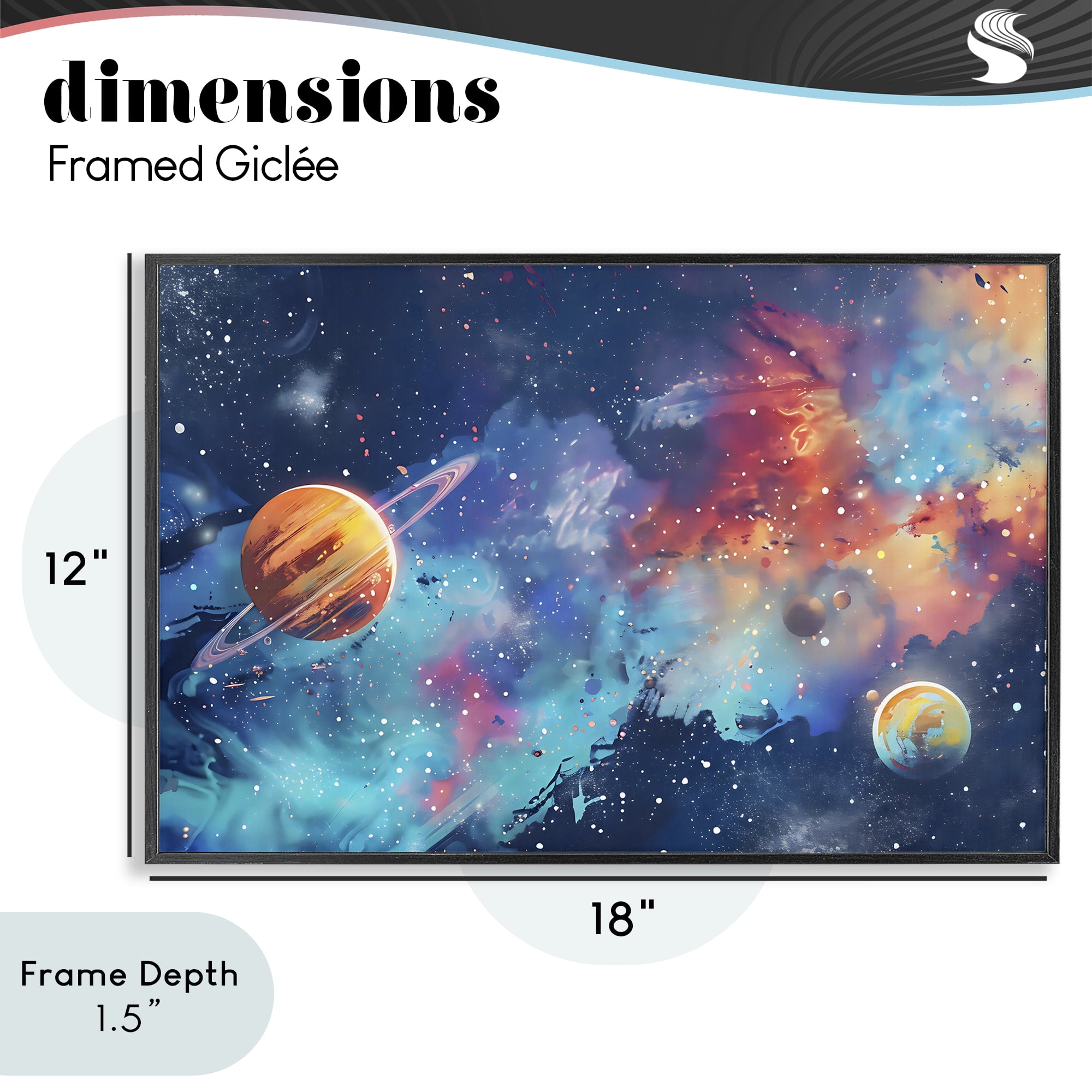 Stupell Industries Nebula Dreams Scattered Planets Black Framed Giclee Art, design by Creative Studio