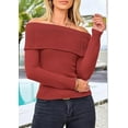 thumbnail image 4 of PRETTYGARDEN Women's Fall Off Shoulder Sweaters Y2K Long Sleeve Ribbed Knit Fitted Pullover Winter Date Night Tops Blouse, 4 of 8