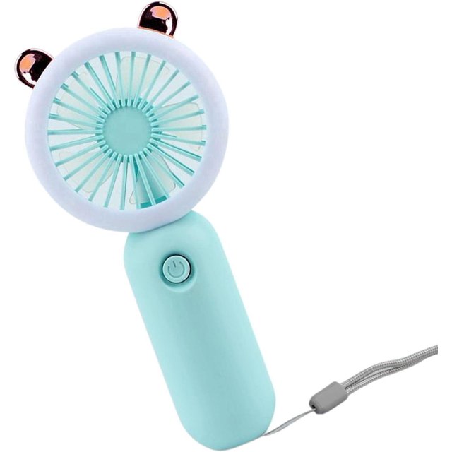 Portable Mini Fan, Portable LED Light Fan - Handheld Fan, Adjustable Speed, USB Rechargeable with LED Night Light, Blue