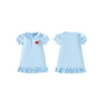 thumbnail image 2 of BemeyourBBs Toddler Baby Girls Back to School Dress Kindergarten Outfits Baby Girl First Day of School Outfit Cute Apple Embroidery Puff Short Sleeve Collared Button Summer Ruffled Dress, 2 of 9