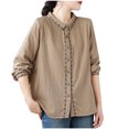 thumbnail image 2 of Qiopertar Blouse Décontractée en Lin à Manches Longues pour Femmes Printemps Été Col Rabattu Hauts Amples en Solde Livraison Gratuite à Moins de 5$ jusqu'à 90 % de Réduction, 2 of 6