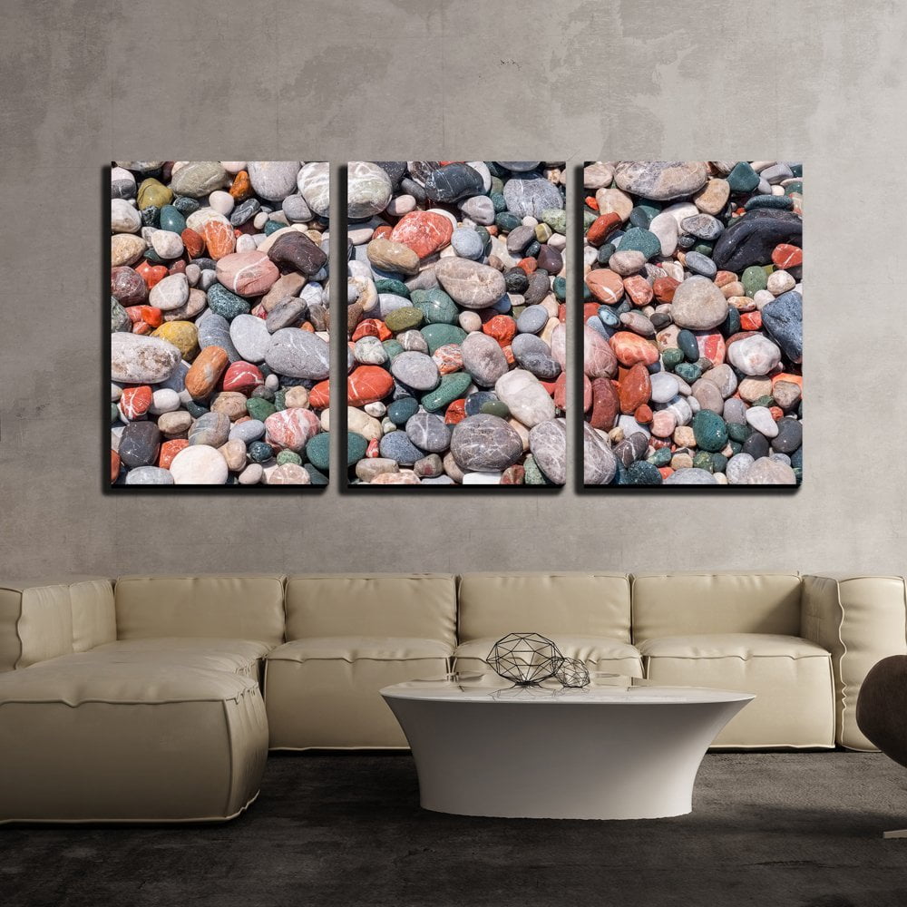 Wall26 3 Piece Canvas Wall Art Colourful Pebble On A Beach Rhodes Greece Modern Home Decor Stretched And Framed Ready To Hang 24 X36 X3