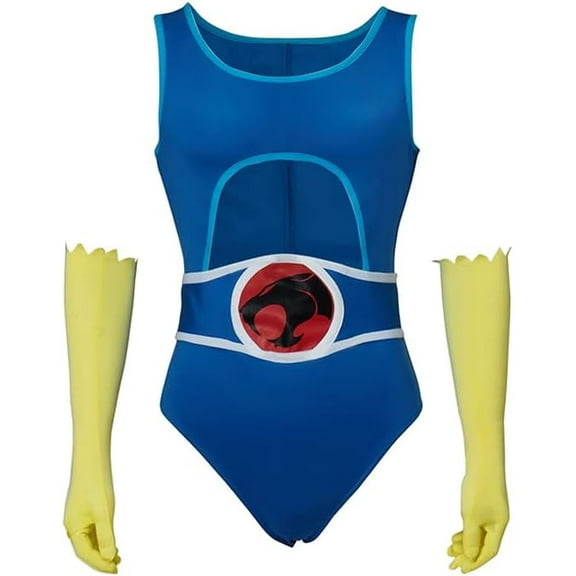 Men Lion-O Bodysuit Jumpsuit Outfit Set Complete with Gloves Party Attire