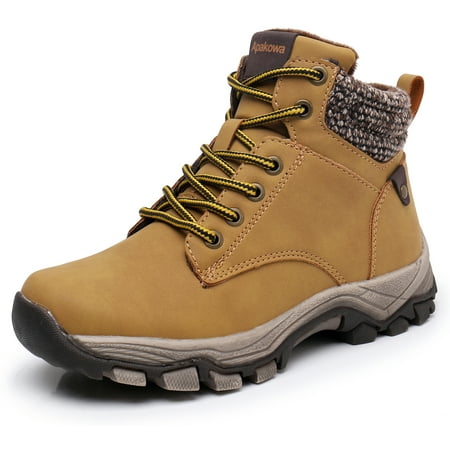 Image of Apakowa Kids Boys Chukka Boots Hiking Boots Lace-Up and Zipper Boots (Color : Camel Size : 12 Little Kid)