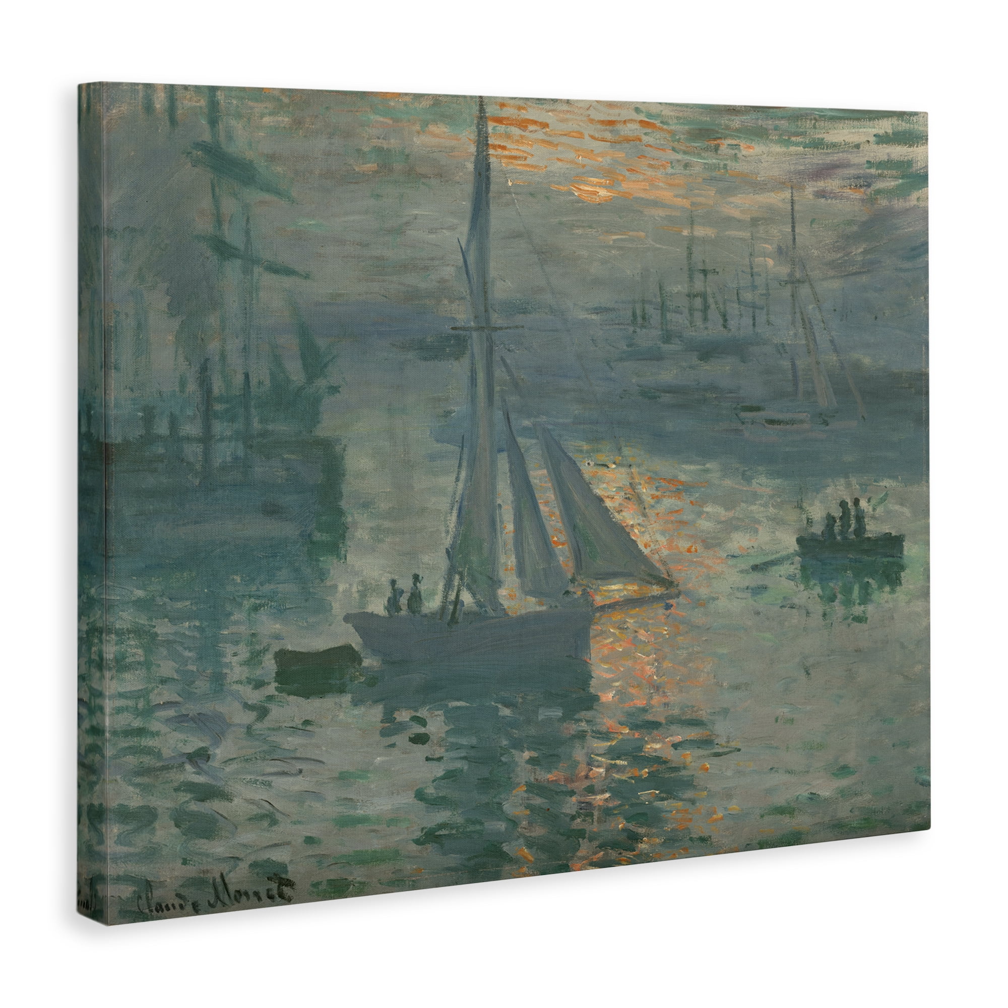 Stupell Industries Classic Monet Marine Sunrise Transportation Painting Wrapped Canvas Art Print Wall Art, 20 x 16