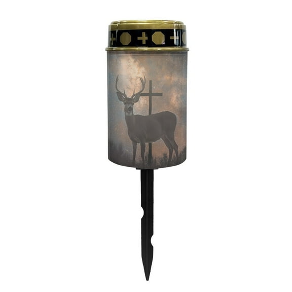 COEQINE Cross Outdoor Solar Lights Waterproof Outdoor Lights Solar Powered Solar Lantern Light Blessed Candles Cemetery Lights Outdoor Stake for Eternal Decorative, Deer Cross Galaxy