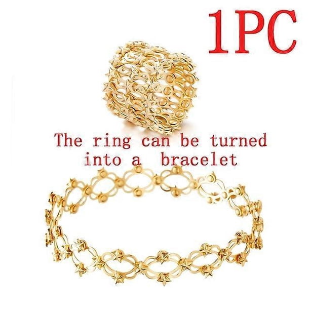 Pulsera de anillo retráctil mágico 2 en 1, creativa, elástica, con giro y plegable, con cristales y diamantes de imitación, joyería para mujer, regalo