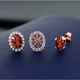 thumbnail image 3 of Gem Stone King 18K Rose Gold Plated Silver Oval Red Garnet Removable Jacket Stud Earrings for Women (1.74 Cttw, Gemstone Birthstone, Oval 7X5MM), 3 of 3