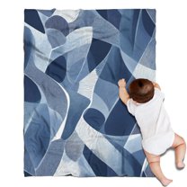 Blue and Grey Abstract Art Artwork Blanket,Comfortable Soft Flannel Throw Blanket,All Season,Warm Lightweight Blankets for Sofa Bed Couch Living Room Chair,30"x40"(80x100cm)