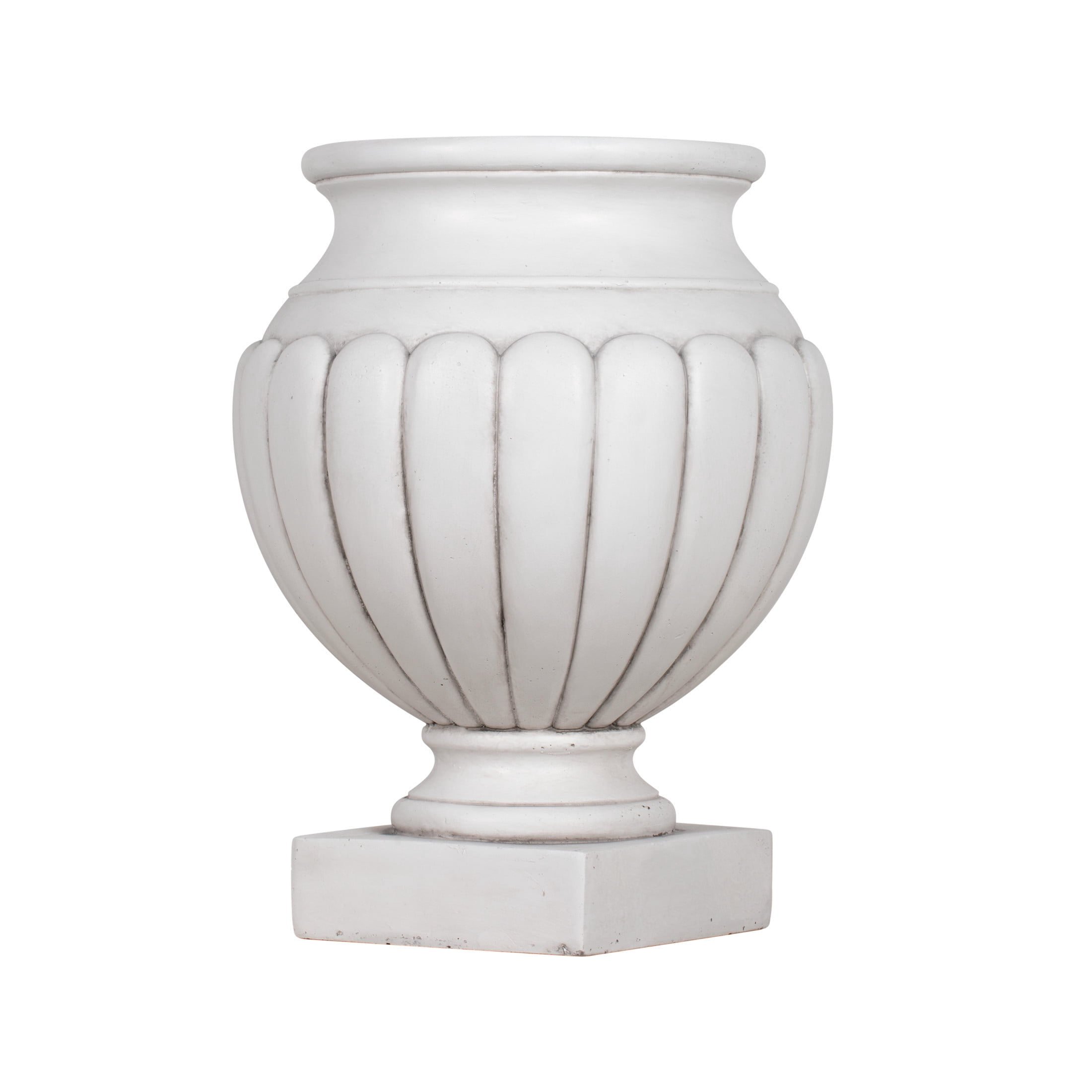 Christopher Knight Home 23" Outdoor Patio MGO Classical Scalloped Pedestal Flower Pot, Antique White