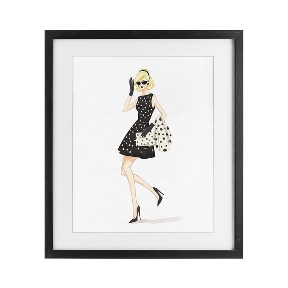 Stupell Industries Eclectic Retro Trend Polka Dots Black Framed Print Under Glass, 13 x 16, by Ziwei Li