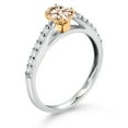 thumbnail image 3 of Gem Stone King 10K White and Yellow Gold Peach Morganite and White Lab Grown Diamond Engagement Ring for Women (0.68 Cttw, Oval 6X4MM, Gemstone October Birthstone, Size 9), 3 of 4