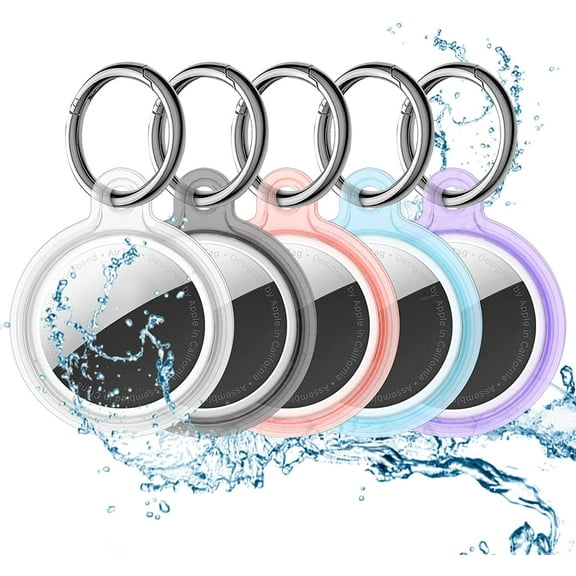 Airtag Holder, 5Pcs Silicone Waterproof Full Body Protective Case Airtag Keychain Air Tag Case Holder for Kids, Dog, Pet, Backpack - Anti-Scratch - Shockproof - Anti-Loss Airtag Accessories