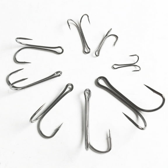 50pc Stainless Steel Double Strong Fishing Hook Saltwater Frog Toad Hooks 8#-4/0