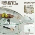 thumbnail image 6 of QRKD Glass Coffee Table, Modern Furniture Decor 2-Tier Modern Oval Smooth Glass Tea Table End Table for Home Office with 2 Tier Tempered Glass Boards & Sturdy Chrome Plated Legs（Clear）, 6 of 9