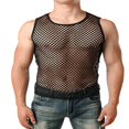 thumbnail image 4 of Men‘s Mesh Sheer T-shirt Gym Training Top Fish Net Muscle Tee Vest Black M, 4 of 8