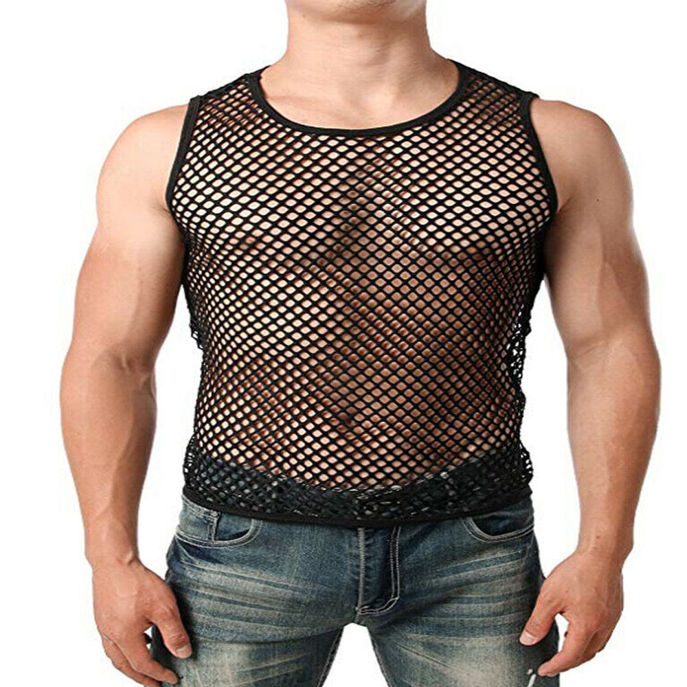 T shirt en Maille Transparente pour Hommes Haut d Entrainement de Gym Filet de Peche Tee Shirt Muscle Noir m Walmart