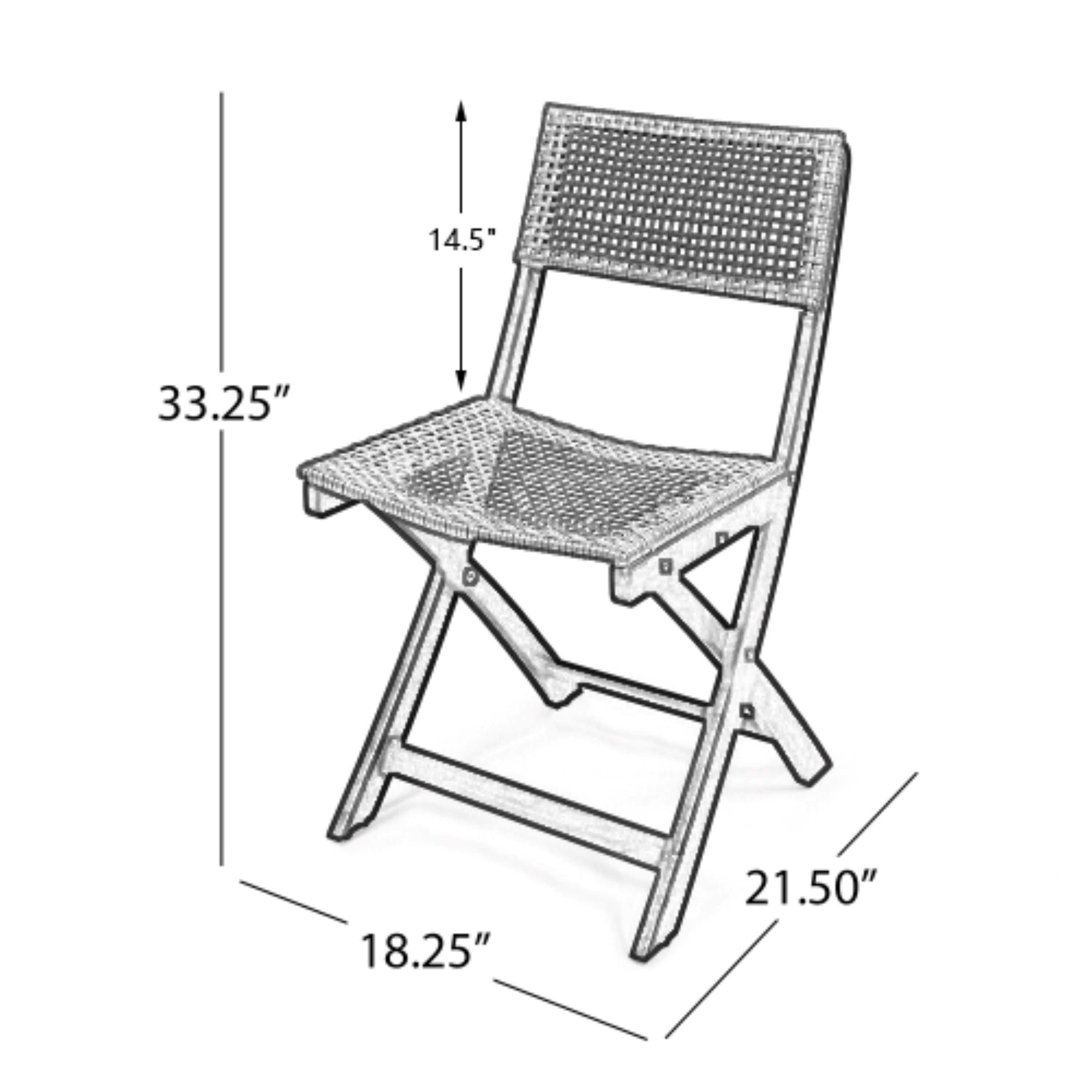 Outdoor Foldable Wicker Bistro Chair Set of 2, Portable Relax Seats for Patio Garden, Dark Gray