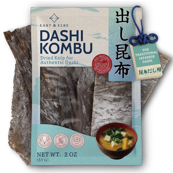 East and Else Dashi Kombu Dried Kelp, 2 oz, Natural Seaweed for Dashi Broth