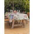 thumbnail image 2 of Spring Easter Outdoor Tablecloth - 54x80 Inch Rectangle Dining Table Cover, Country Retro Rabbit Eggs Tree Branches Waterproof Outdoor Table Cloth with Umbrella Hole & Zipper for Picnic/Patio/Party, 2 of 7