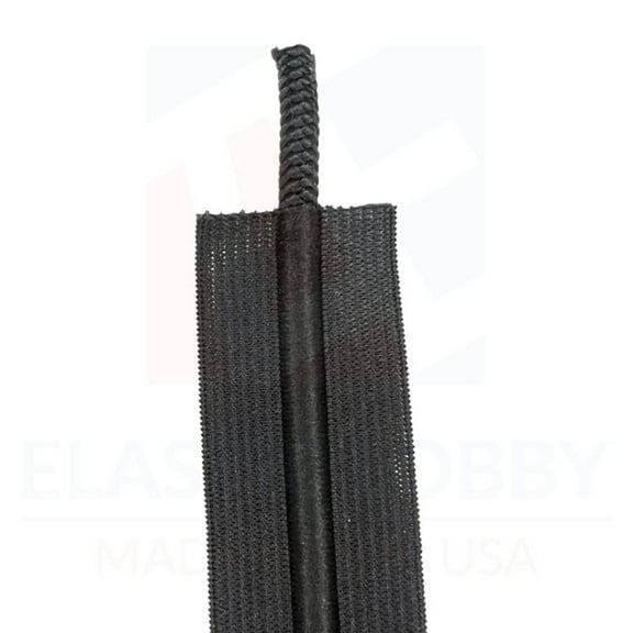 1.25" (32mm) Black Drawcord Elastic - US Made - 5 yards