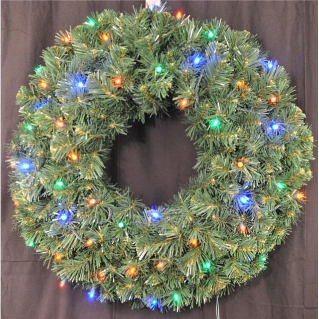 Queens of Christmas GWSQ-03-L4M-BAT 3 ft. Pre-Lit Battery Operated LED Sequoia Christmas Wreath, Multi Color