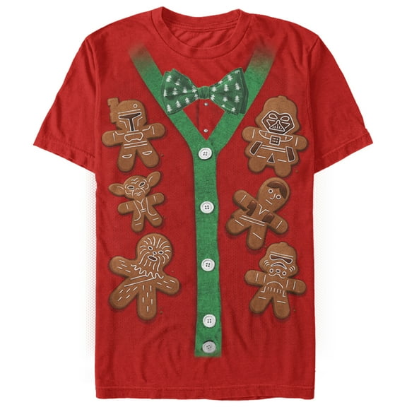 Men's Star Wars Christmas Cookies Cardigan Print Graphic Tee Red Small