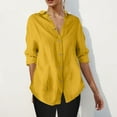 thumbnail image 7 of Blmnix Yellow Button Down Shirt Tunic Solid Color Boho Tops for Women V-Neck Long Sleeve Tops, 7 of 7