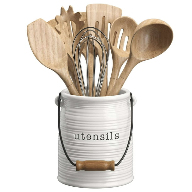 Barnyard Designs Ceramic Farmhouse Kitchen Utensil Holder for