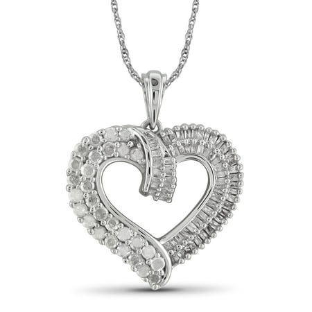 1.00 Carat T.W. White Diamond Sterling Silver Heart Pendant