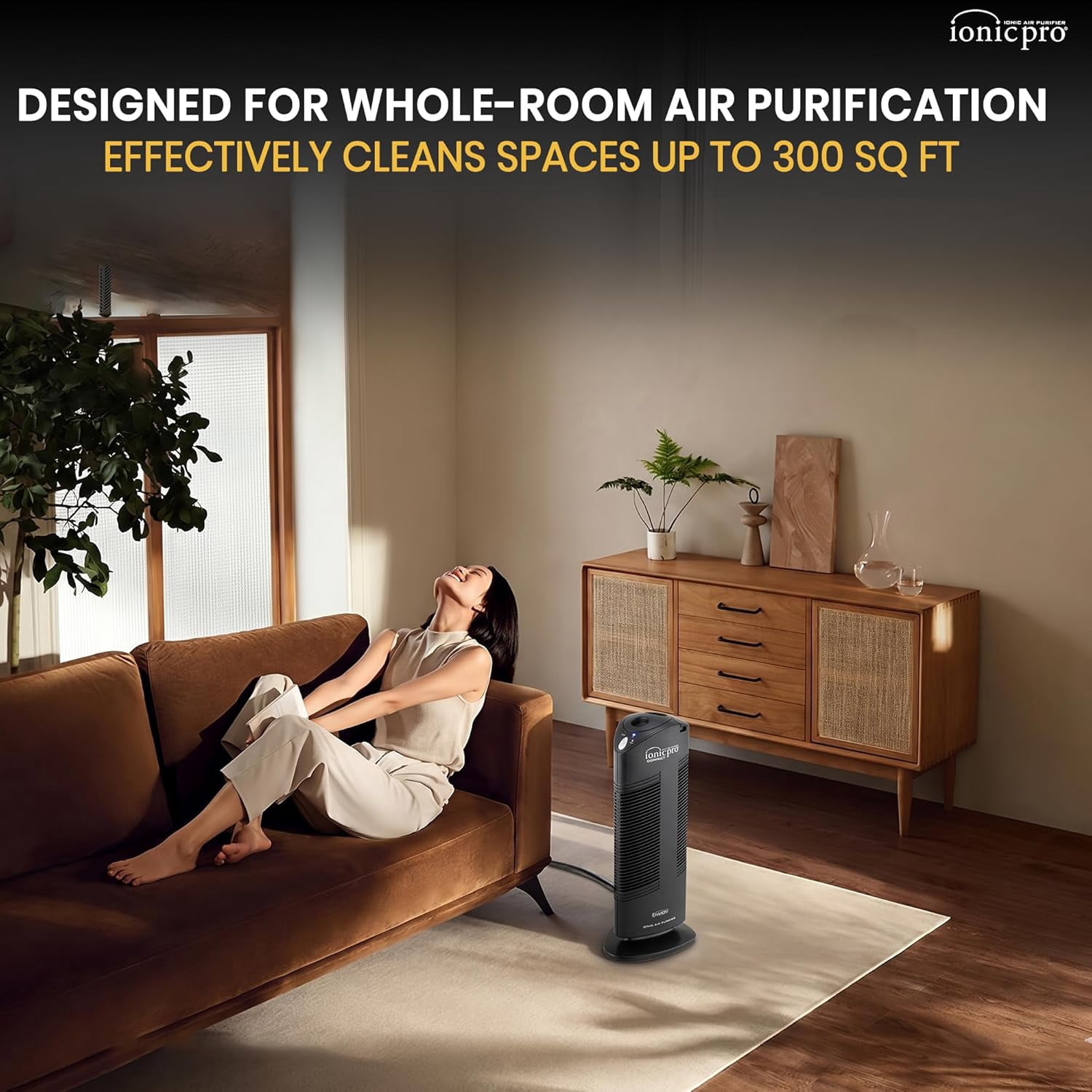 Ionic Pro Compact Ionic Air Purifier, 250 sq ft Room Capacity, Two Speeds