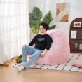 thumbnail image 3 of PORKISS Giant Bean Bag Chairs Bean Bag Bed for Adults, Convertible Bean Bag from Chair to Mattress, Lazy Sofa with Washable Faux Fur Cover for Dorm Bedroom Living Room, Adults Teens, Pink, 3 of 14