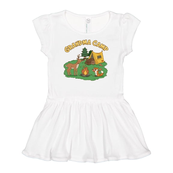 Inktastic Grandma Camp With Camping Animals Girls Baby Dress