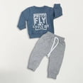 thumbnail image 2 of XAOFW Boy's Outfit Sets Long Sleeve Letter Print Tops And Jogger Pants With Drawstring Two Piece Outfits Club Party Soft Breathable Clothes Sets, 2 of 3