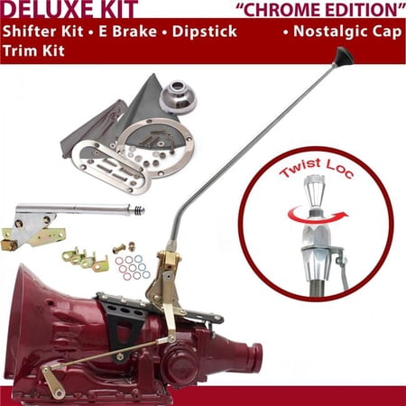 American Shifter AOD Shifter Kit Chrome 23 in. E Brake Trim Kit Dipstick for DC6A9