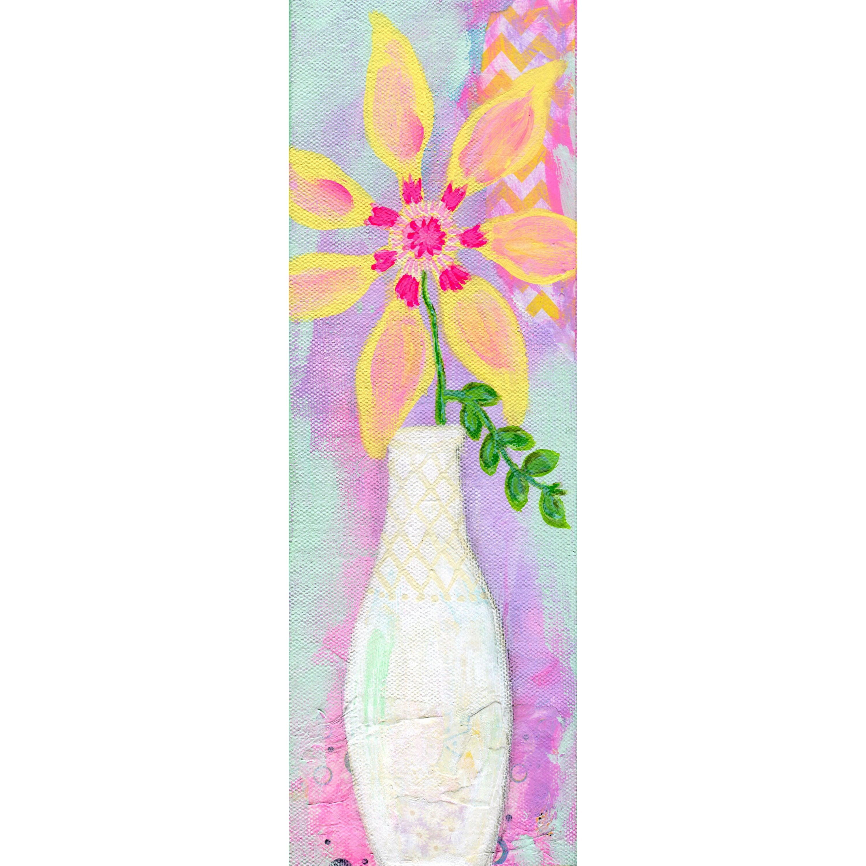 Marmont Hill "Yellow Pinwheel" by Jill Lambert Painting Print on Wrapped Canvas