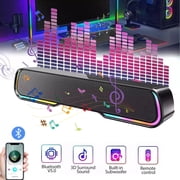 Bluetooth Soundbar with RGB Lights, 20W Home Theater Speaker, 4 Dynamic Light Modes, Built-in 2000mAh Battery, Compatible with TV, PC, Phone, Tablet