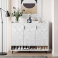 thumbnail image 1 of Toytexx Modern Shoe Cabinet with Motion Sensor Light & Deodorizer, 4-Door Shoe Storage Organizer with Adjustable Shelves, White Wave Pattern, 46" x 13" x 39", 1 of 7