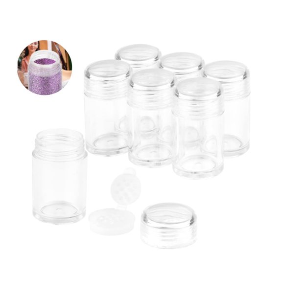 QZS Empty Plastic Loose Powder Container,Travel Cosmetic Glitter Powder Eye Shadow Shaker Bottle with Sifter and Lids for Indoor,Ourdoor,6Pcs,12 Holes