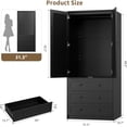 thumbnail image 4 of Modern Armoire Wardrobe Closet with 3 Drawers & 2 Doors, Tall Standing Wooden Cabinet for Hanging Clothes, Heavy Duty Storage, Black, 4 of 7