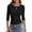 Black #022, variant on Womens 3/4 Sleeve Tops Casual Slim Fit Boat Neck T-Shirts Basic Spring Summer Tees L