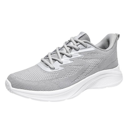 Huesdet Mens Running Shoes Athletic Walking Trainers Lightweight Breathable Mesh Tennis Sneakers(Grey 7.5)
