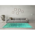 thumbnail image 3 of Ahgly Company Machine Washable Indoor Rectangle Oriental Turquoise Blue Industrial Area Rugs, 8' x 12', 3 of 4