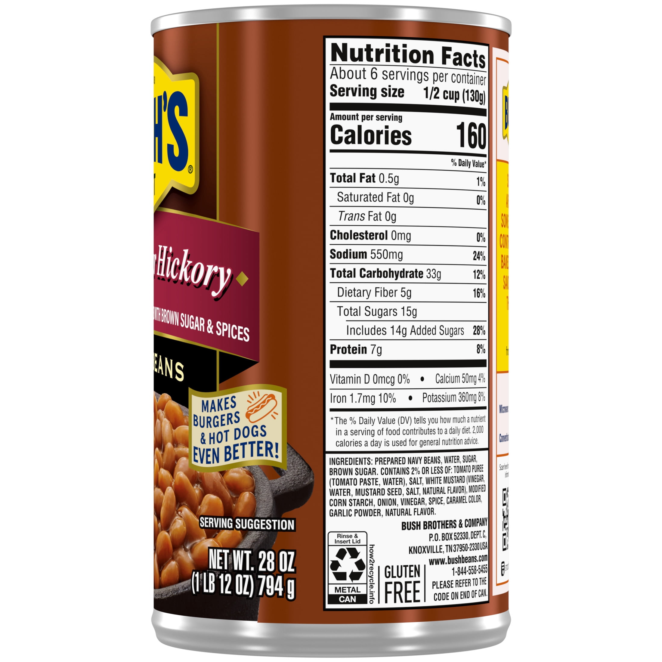 Bush's Brown Sugar Hickory Baked Beans, Canned Beans, 28 oz Can