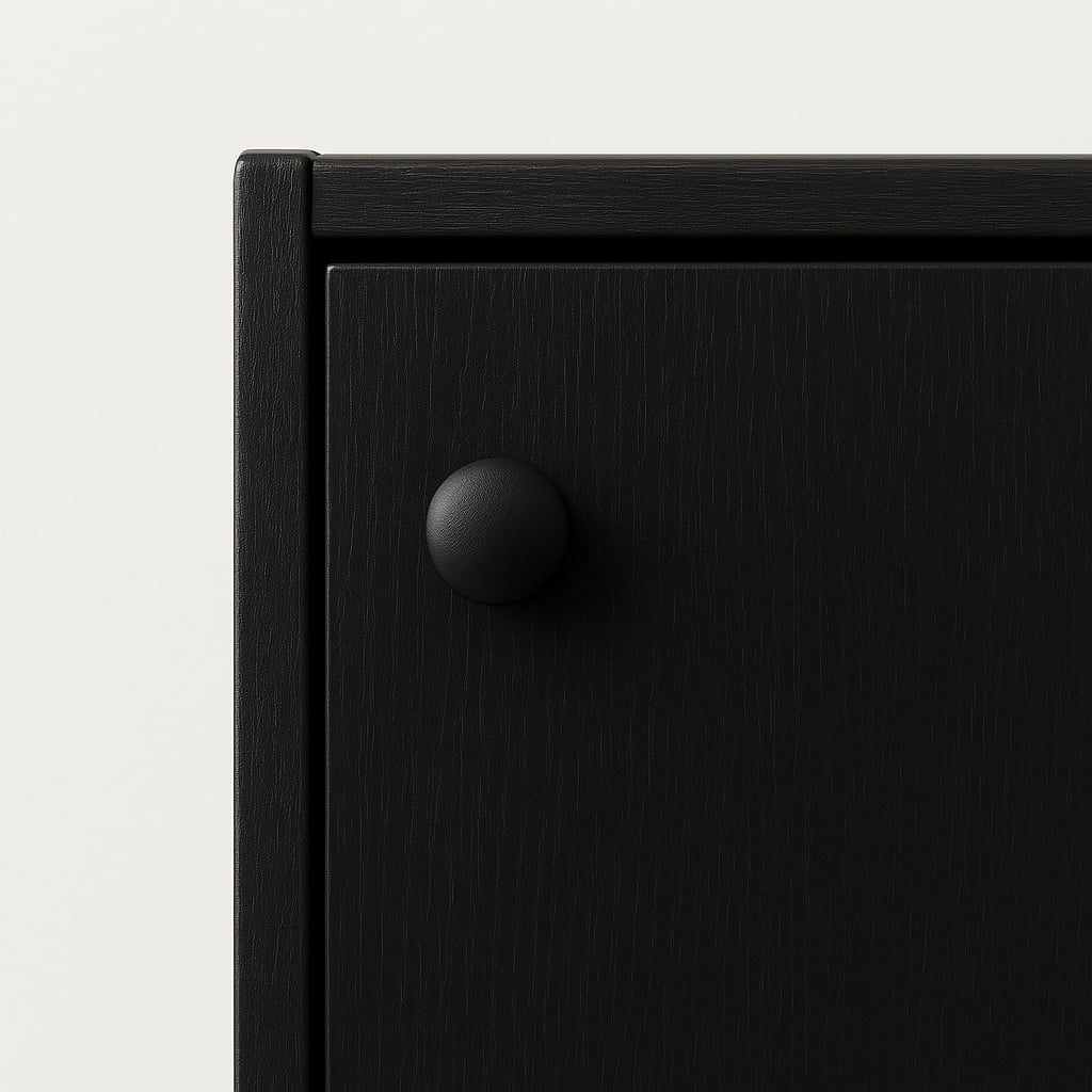 3-Tier Black Bookcase with Doors – Matte Finish Vertical Storage Shelf by PJ Furniture