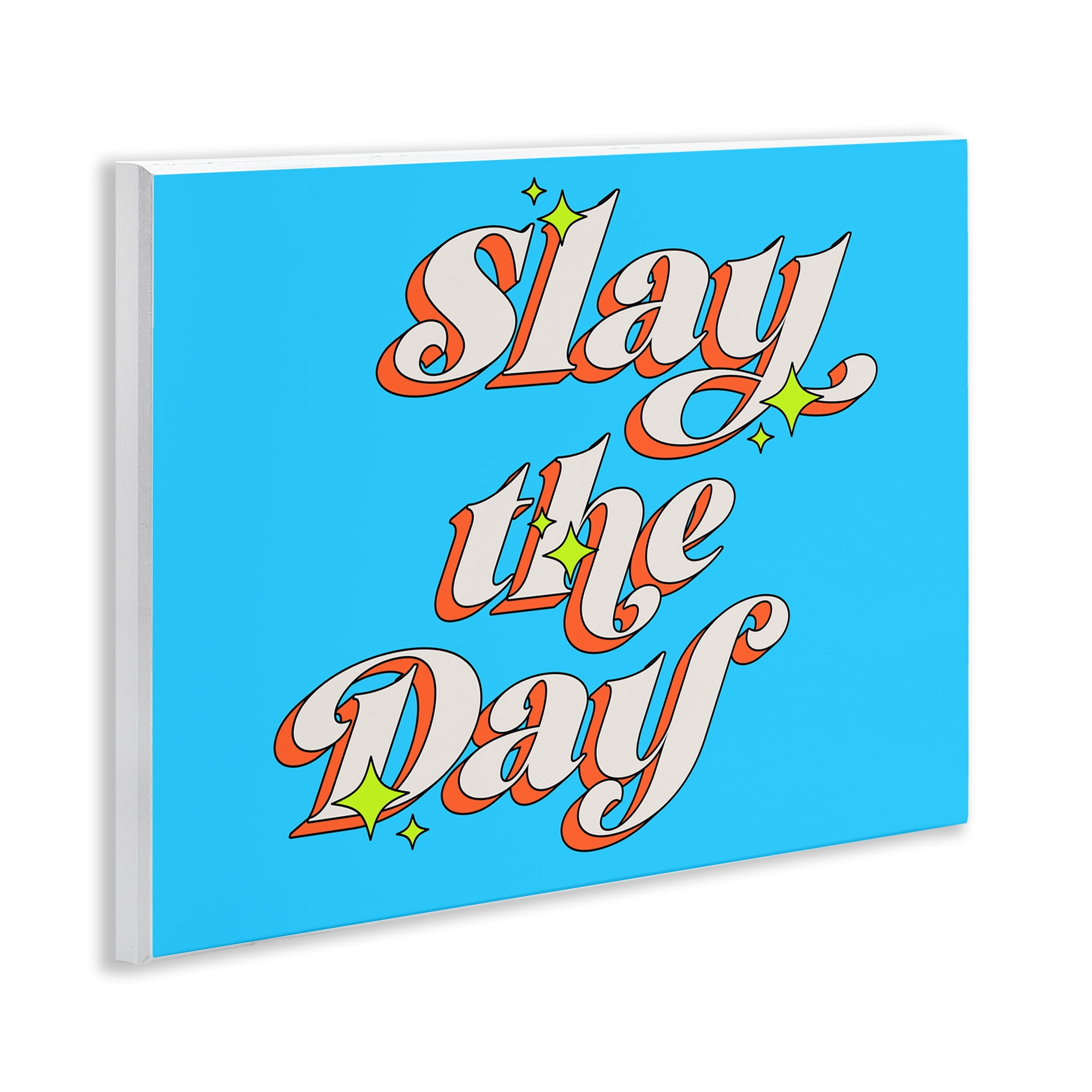 Stupell Industries Vintage Slay The Day Text & Numbers Painting Unframed Art Print Wall Art, 14 x 11