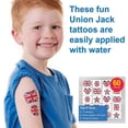 thumbnail image 1 of 60 uds tatuajes temporales calcomanías etiqueta de embaje impermeable pa accesorios de disfraces favores BLESIY Pegatinas bandera británica, 1 of 1