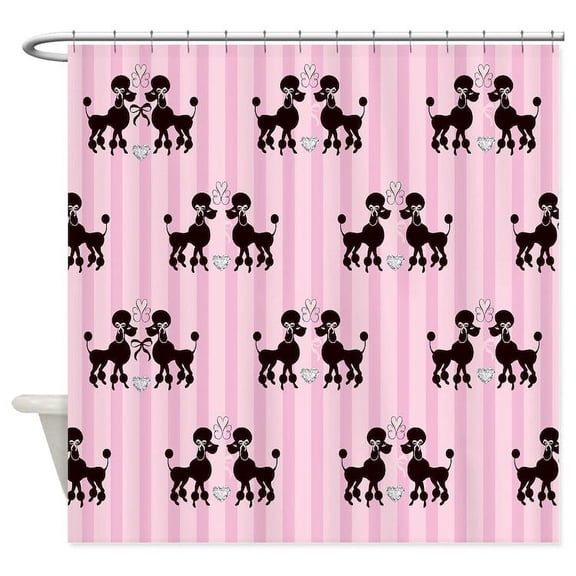 CafePress - Pink Poodles And Diamonds - Unique Fabric Shower Curtain 70" x 72"
